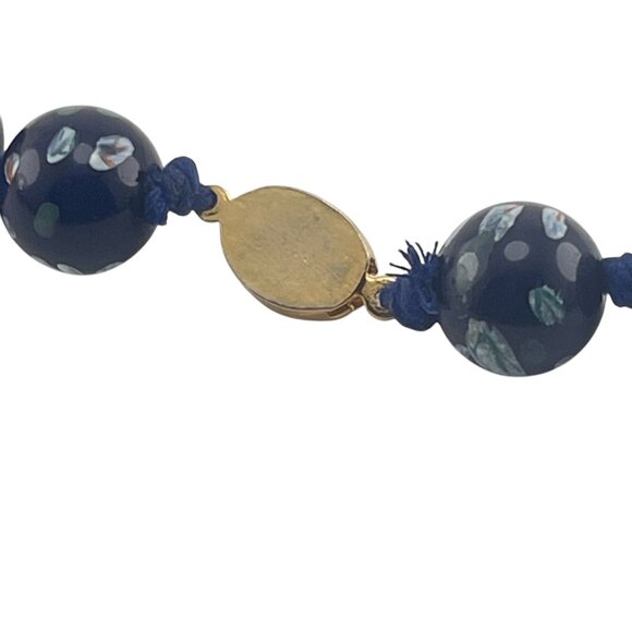 Millefiori Glass Beaded Necklace With Gold-Tone Clasp Statement Elegant - Picture 8 of 10